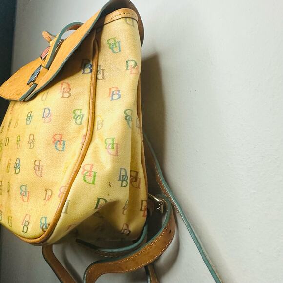 Vintage DOONEY & BOURKE DB Logo Rainbow Colored Tan Leather Mini Backpack Bag - Picture 3 of 14